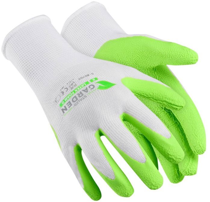 STALCO Rukavice polyesterové LATEX FOAM G, veľ. 6, GARDEN, 2 ks