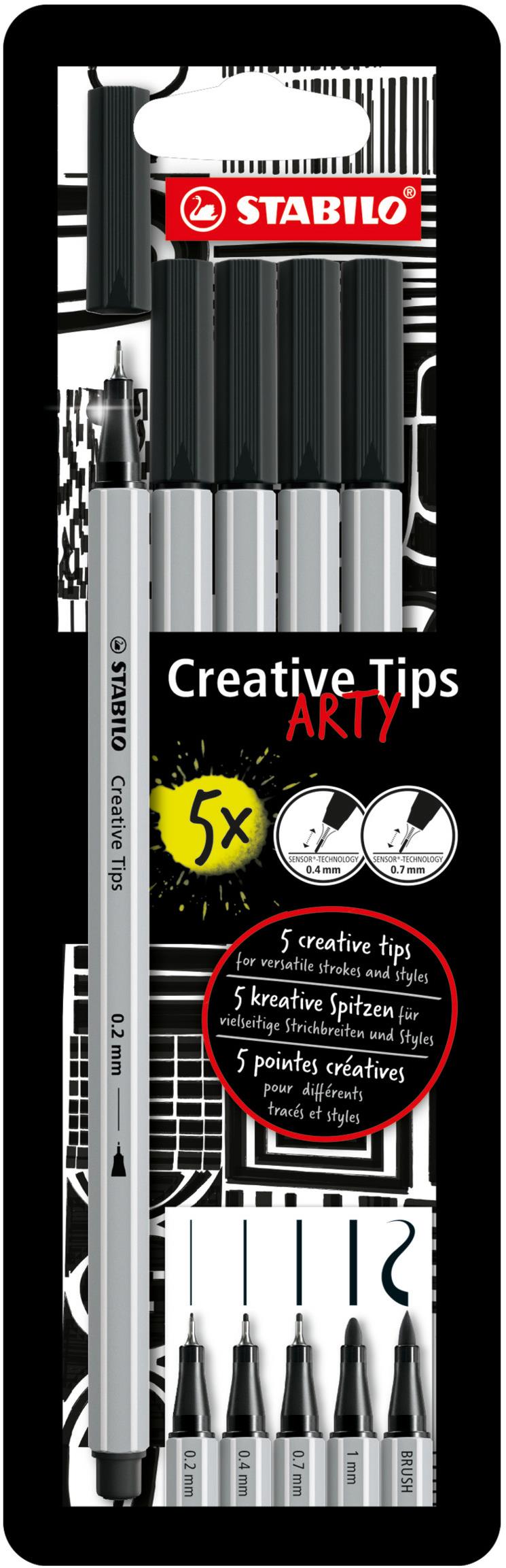 STABILO Creative Tips ARTY – súprava 5 ks (čierna farba)