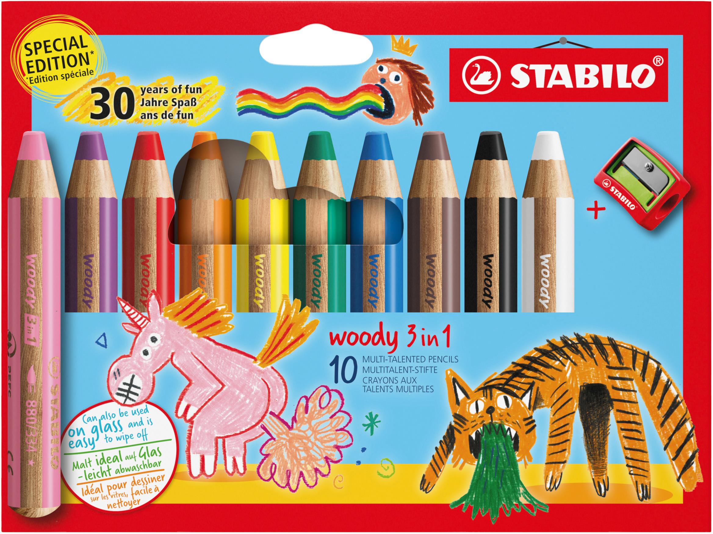STABILO woody 3 in 1 Anniversary Edition – 10 ks so strúhadlom