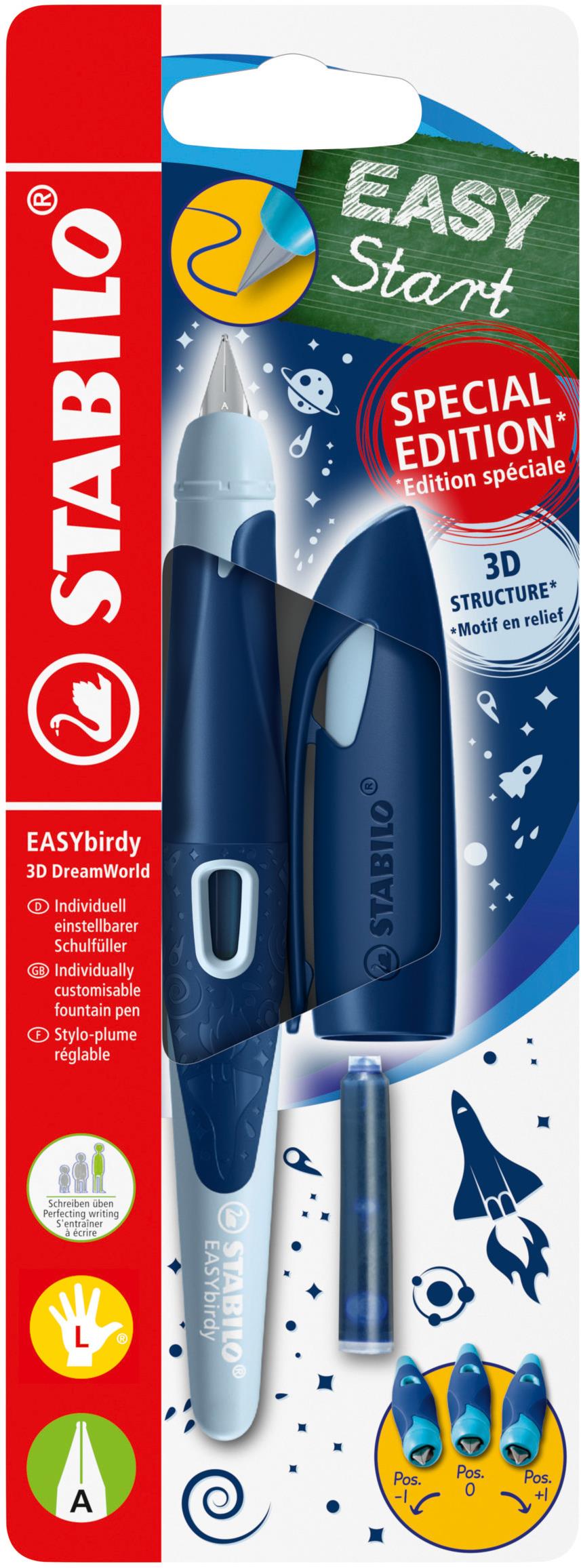 STABILO EASYbirdy 3D DreamWorld Special Edition pre ľavákov, s hrotom pre začiatočníkov, modré