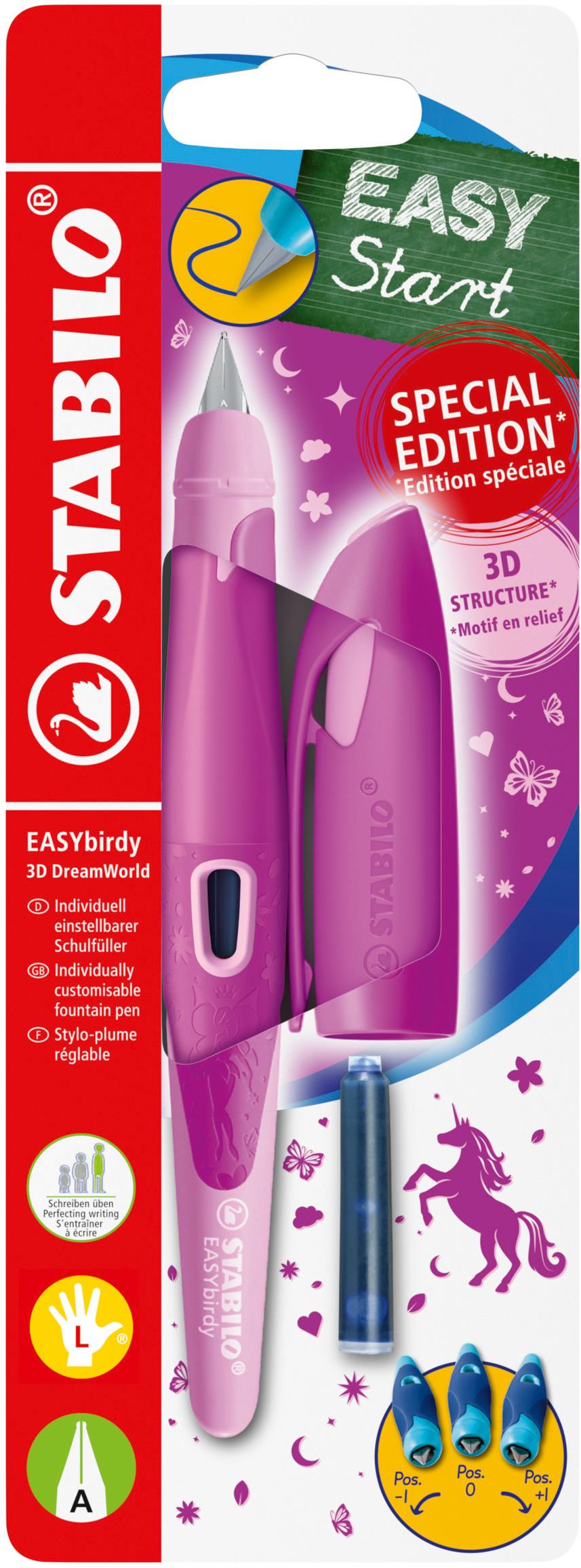 STABILO EASYbirdy 3D DreamWorld Special Edition pre ľavákov, s hrotom pre začiatočníkov, růžové