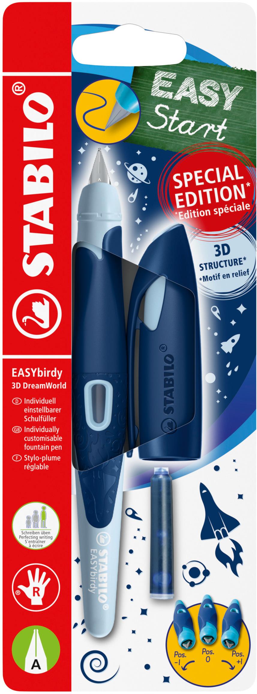 STABILO EASYbirdy 3D DreamWorld Special Edition pre pravákov, s hrotom pre začiatočníkov, modré