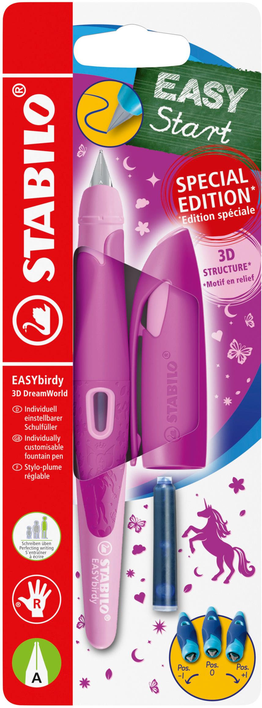 STABILO EASYbirdy 3D DreamWorld Special Edition pre pravákov, s hrotom pre začiatočníkov, ružové