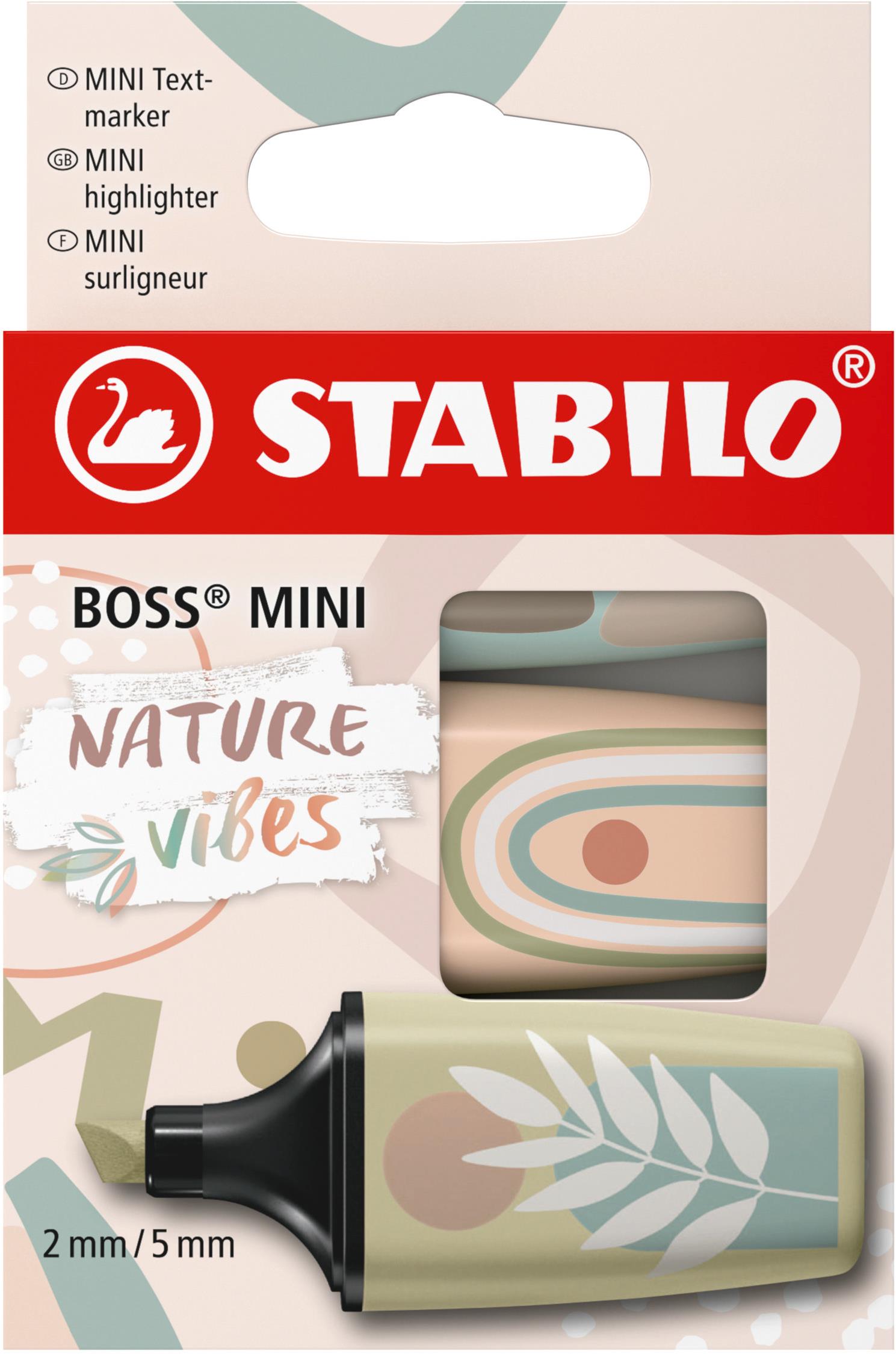 STABILO BOSS MINI Naturevibes – sada 3 farieb (zemitá zelená, bahenná zelená, béžová)
