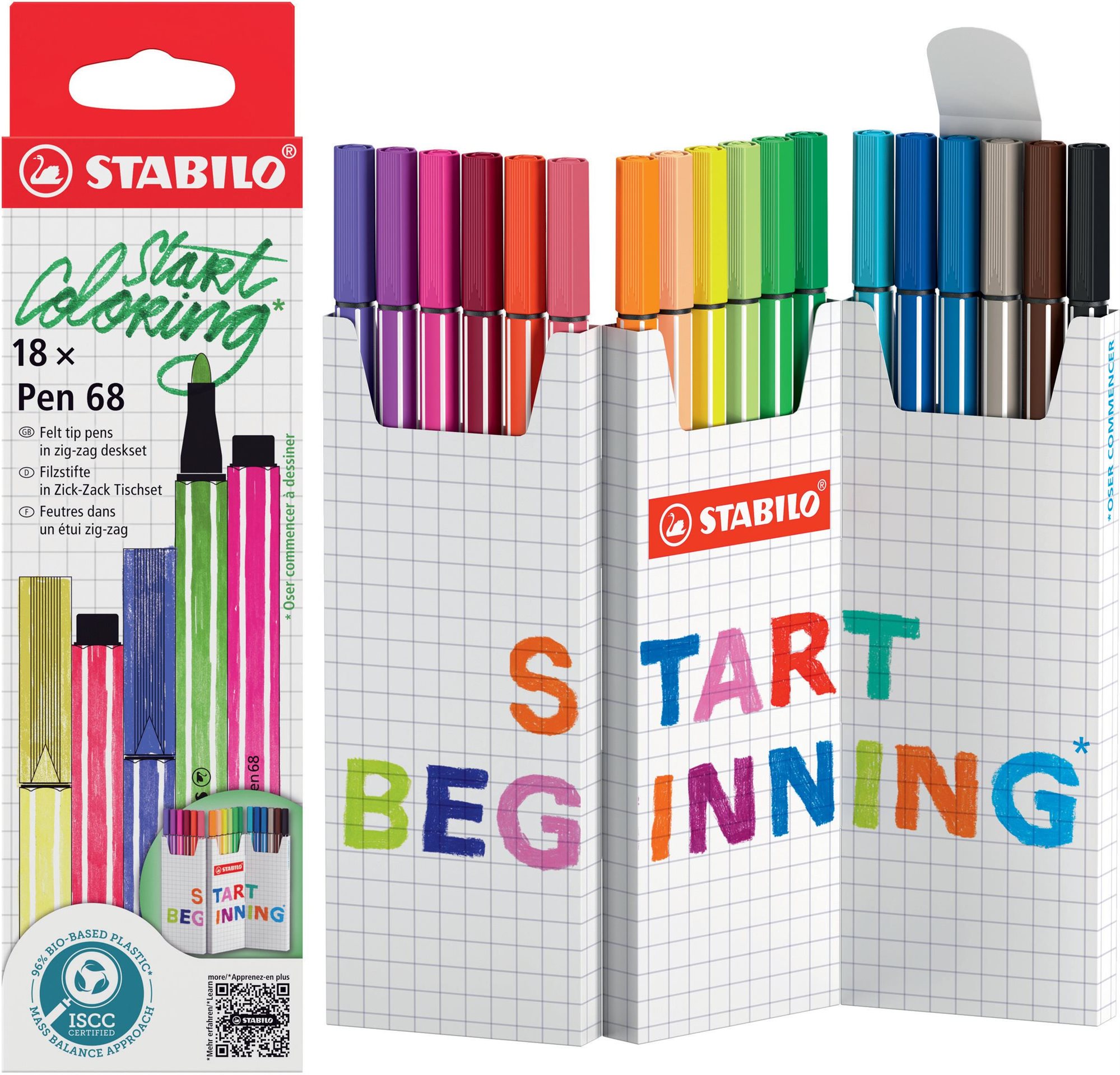 STABILO Pen 68 Zick-Zack deskset, 18 farieb
