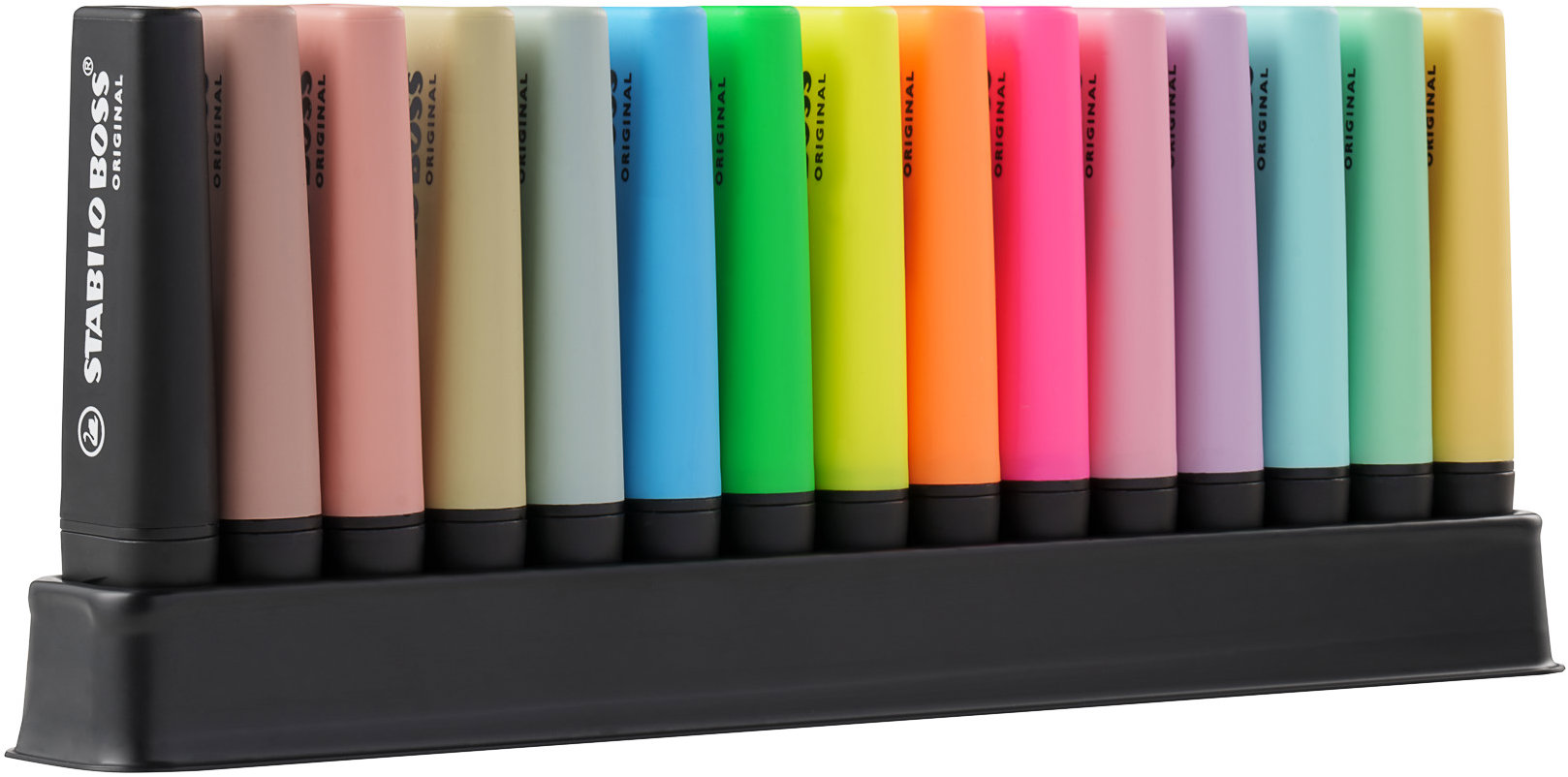 STABILO BOSS ORIGINAL deskset 15 ks (neón + pastel + prírodný)