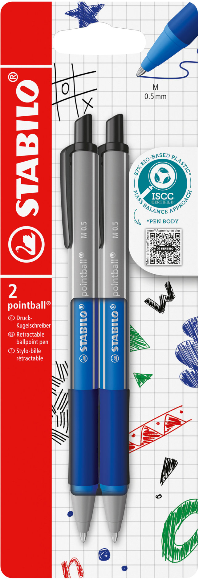 STABILO pointball colorful, modré – súprava 2 ks