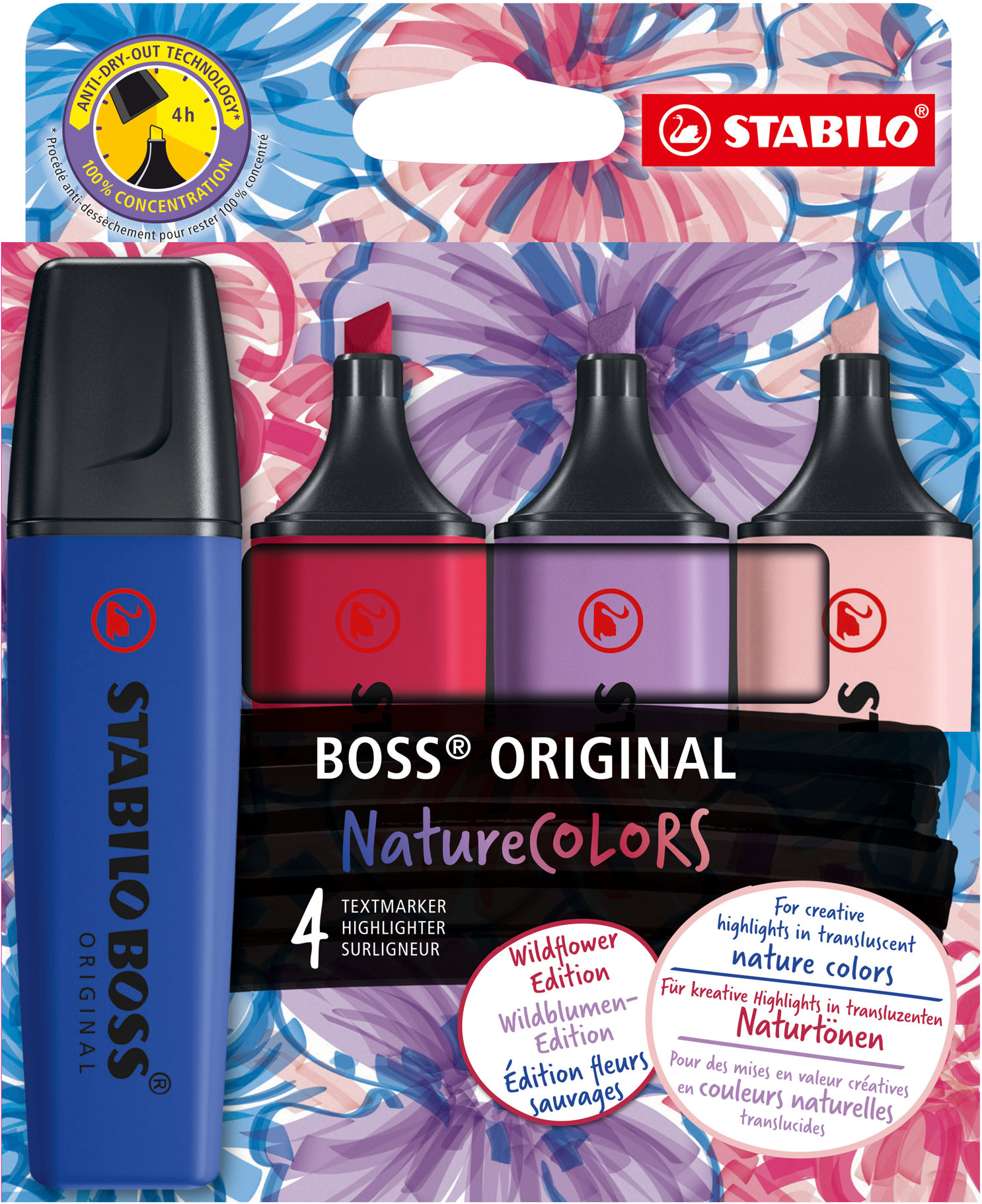 STABILO BOSS ORIGINAL NatureCOLORS Wildflower – súprava 4 ks