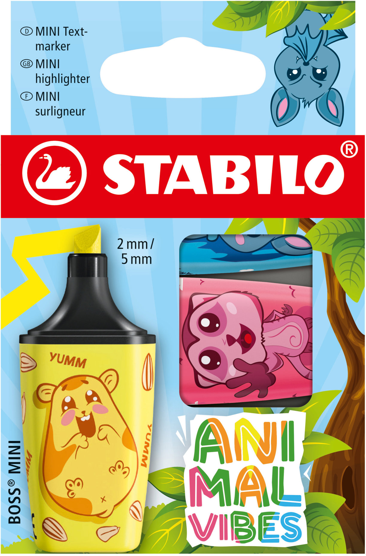 STABILO BOSS MINI Animal Vibes, neónové farby – sada 3 ks