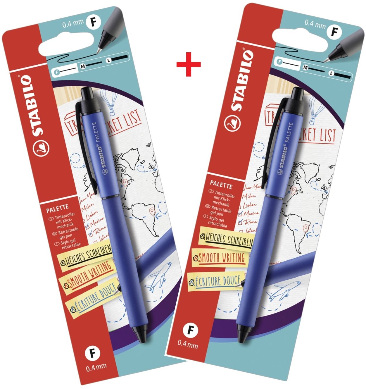 STABILO PALETTE s hrotom F (0,4 mm), modré – 2 balenia