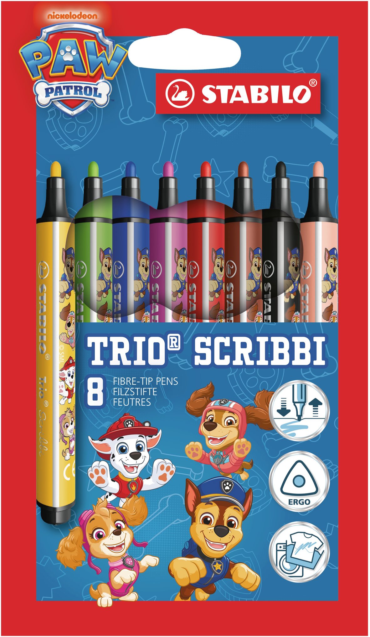 STABILO Trio Scribbi PAW Patrol – 8 ks sada – s potlačou dizajnu PAW Patrol