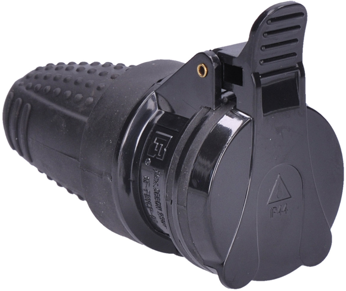 Solight Káblová zásuvka gumová do vlhka P77 230 V/16 A/IP44, čierna