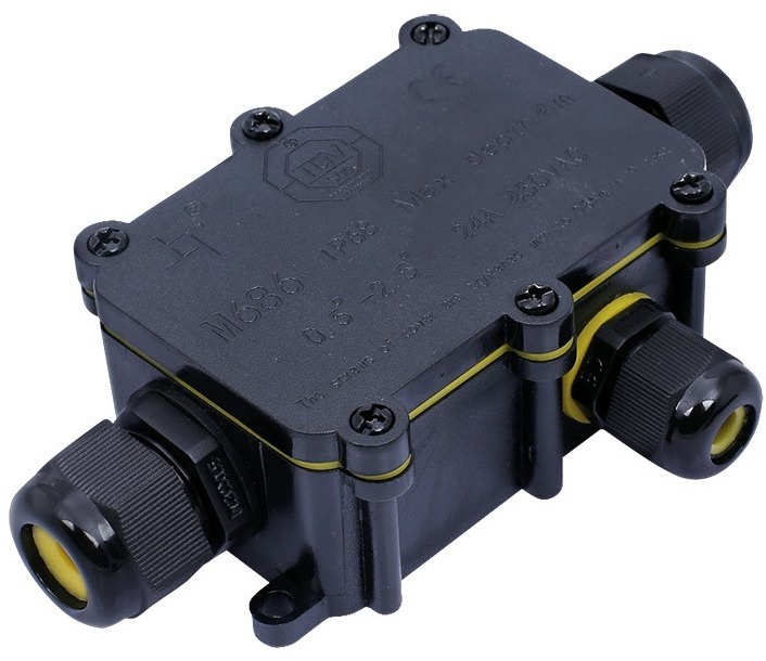 Solight Vodoodolná prepojovacia krabička IP68, 1× vstup, 2× výstup, 5 – 9/9 – 12 mm, max. 2,5 mm2
