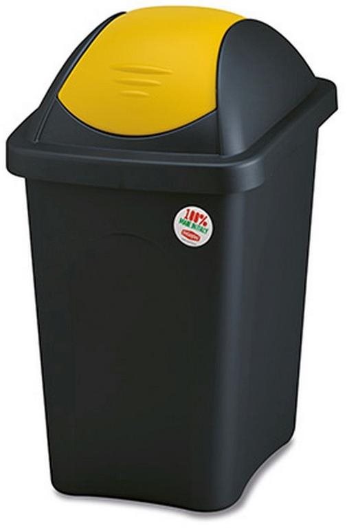 Stefanplast Odpadkový kôš – výklopný, 30 litrov, obdĺžnikový, ČER/ŽL, veko PH