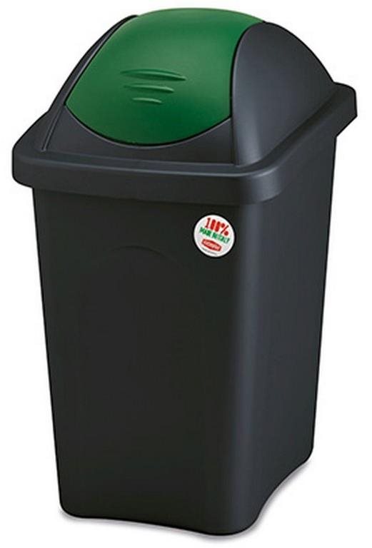 Stefanplast Odpadkový kôš – výkl., 30 l, obdĺž., ČIER/ZE, veko PH