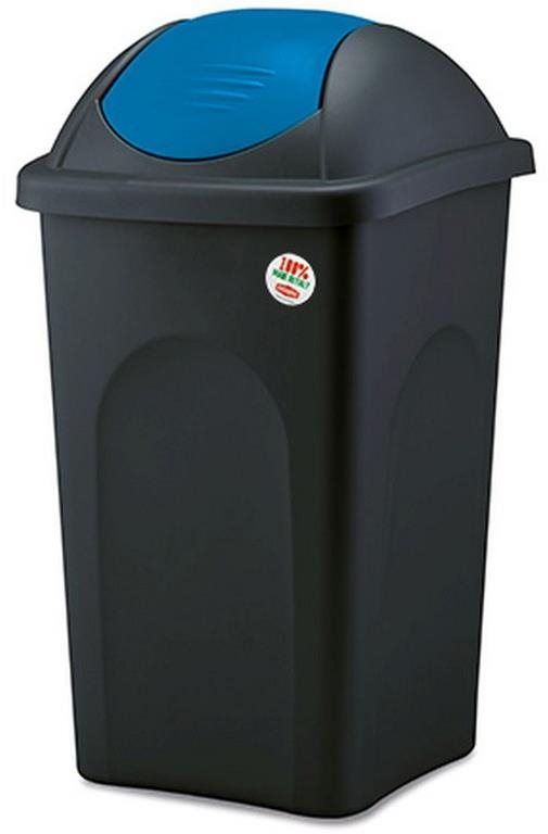 Stefanplast Odpadkový kôš – výklopný, 60 l, štvorcový, ČIERNO/MODRÝ, veko PH