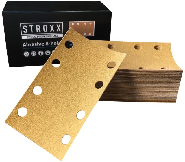 STROXX Brúsne papiere s otvormi, zrnitosť 100, rozmer 81 × 133 mm, 50 ks/bal