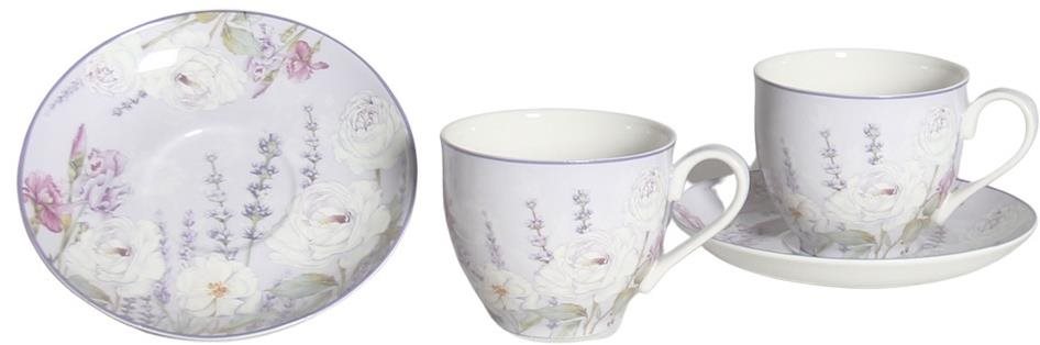 Home Elements Súprava dvoch porcelánových šálok 270 ml s podšálkami, Levanduľa