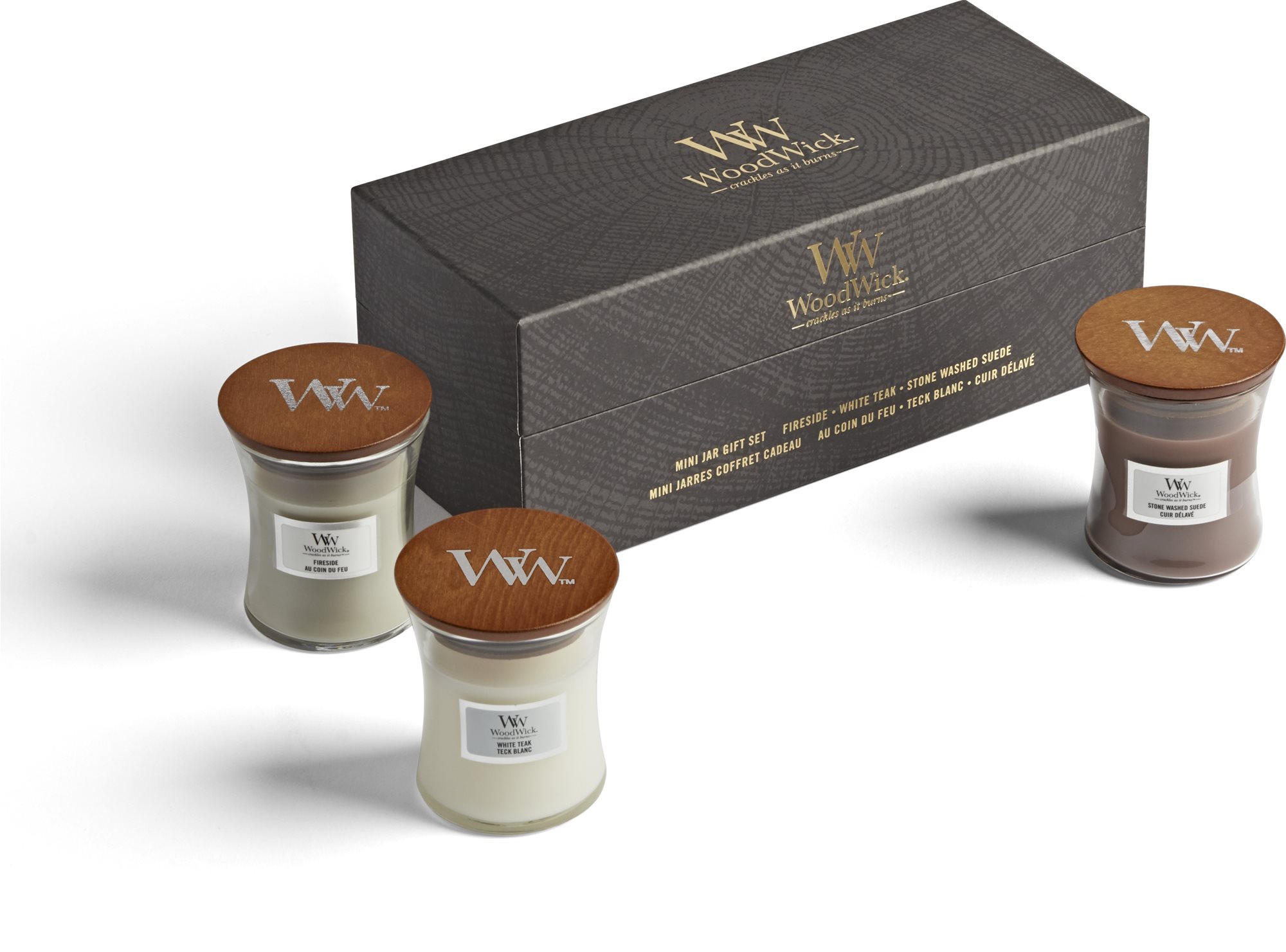 WOODWICK, darčeková súprava, 3× malá sviečka