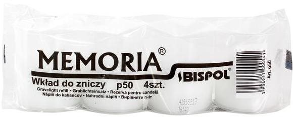 BISPOL, cintorínske sviečky Memoria biele, 4× 50 g