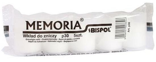 BISPOL cintorínová sviečka Memoria biela 5× 30 g
