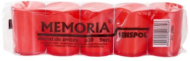 BISPOL cintorínske sviečky Memoria červené 5× 30 g