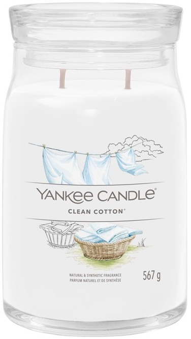 YANKEE CANDLE Signature, sklo, 2 knôty Clean Cotton, 567 g