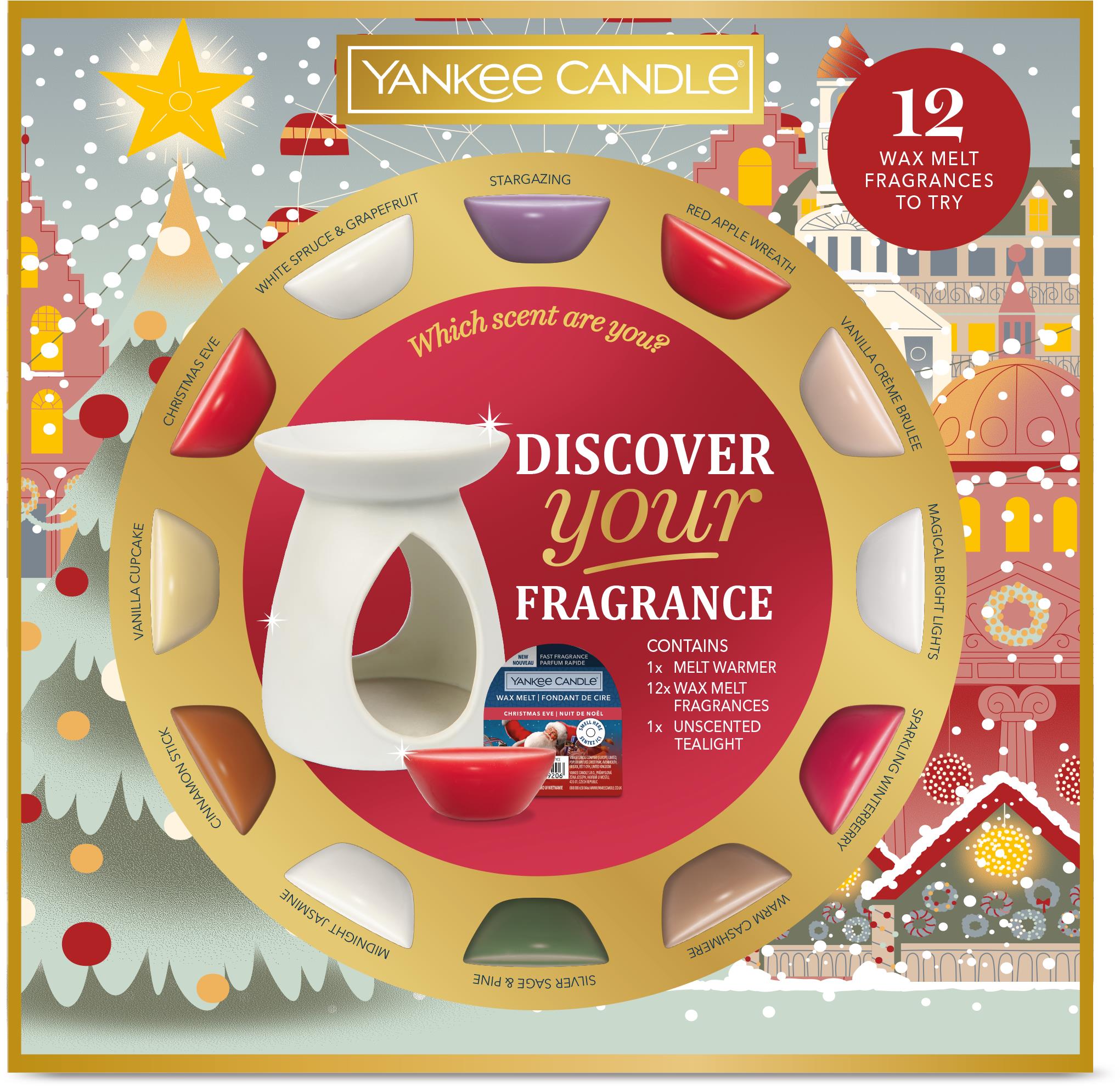 YANKEE CANDLE, vianočná súprava, vonná lampa a vonné vosky, 12× 22 g