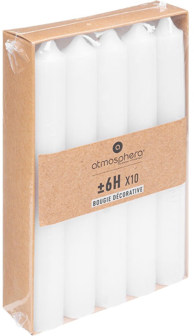 ATMOSPHERA sviečka Biela Hugo 16 cm 10 ks