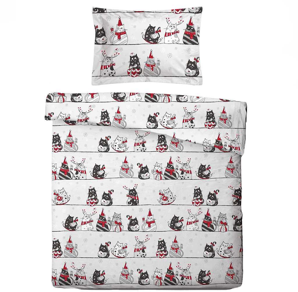 SVITAP sleep well Obliečky mikroflanel Mačky na streche 140 × 200, 70 × 90 cm