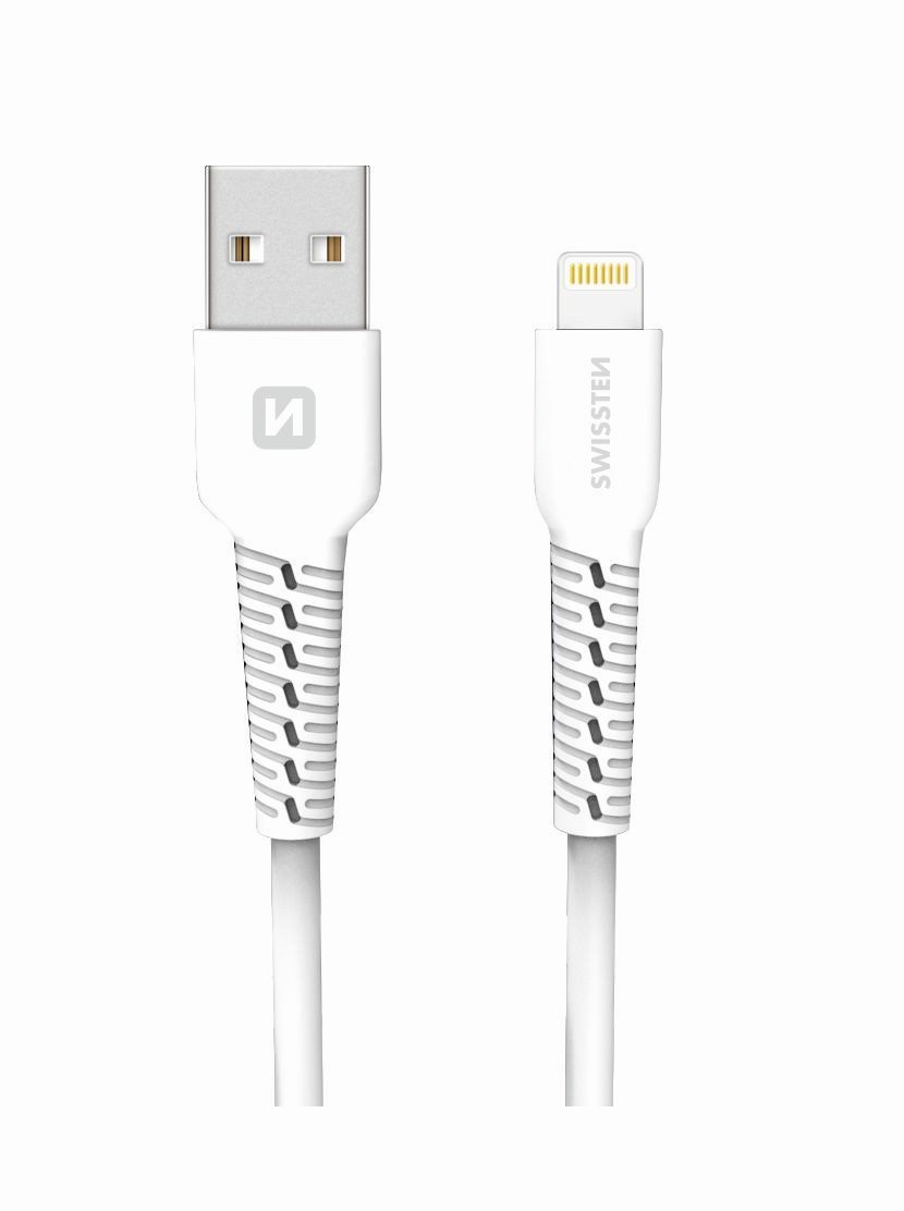 Swissten dátový kábel lightning 1 m biely