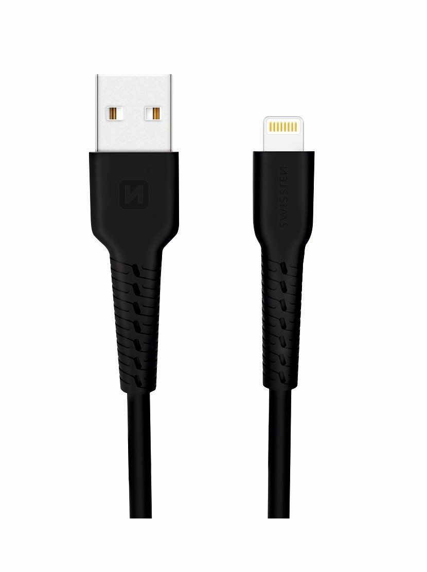 Swissten dátový kábel lightning 1 m čierny