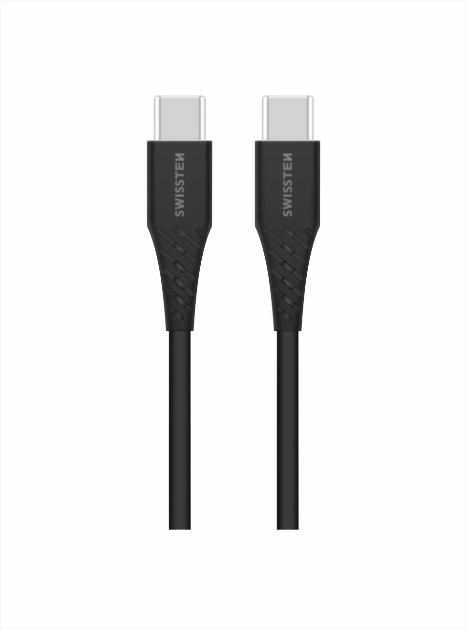 Swissten kábel TPE USB-C/USB-C Power Delivery 5 A (100 W) 2,5 m čierny