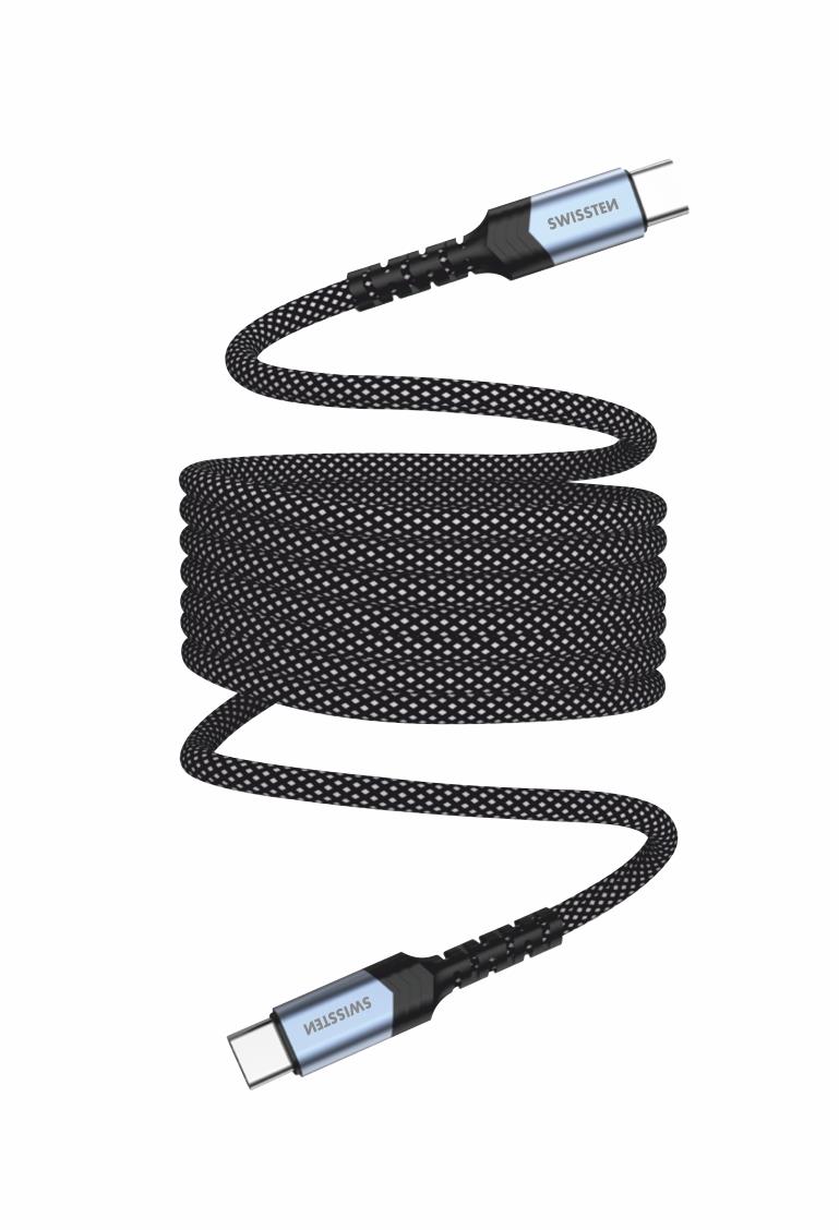 Swissten magnetický kábel samonavíjací USB-C/USB-C 1 m