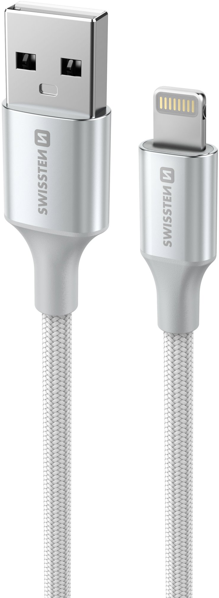 Swissten dátový kábel Textile II USB/Lightning 1,5 m biely