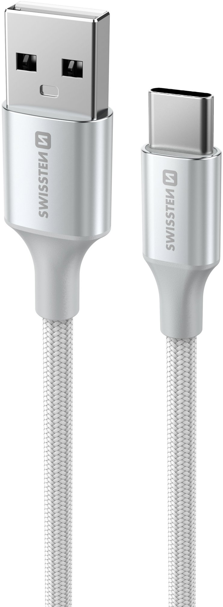 Swissten dátový kábel Textile Ii USB/USB-C 1,5 m biely