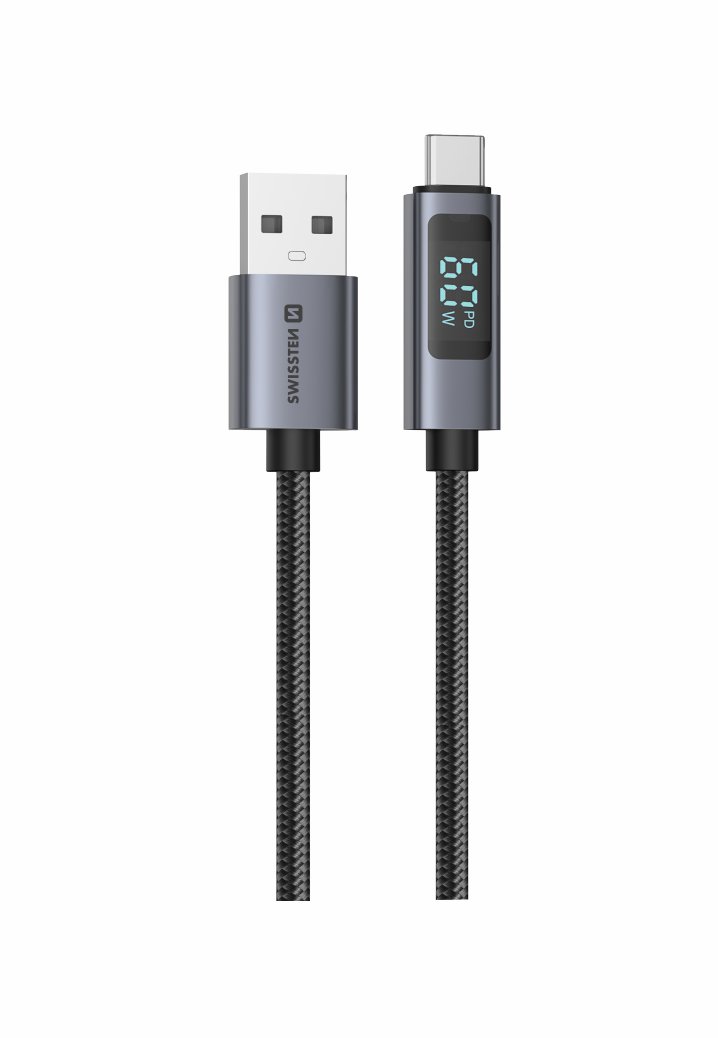 Swissten LCD kábel USB-A/USB-C 1 m