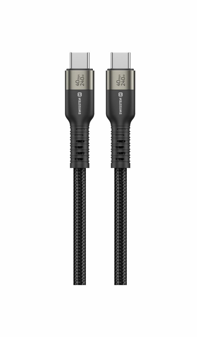 Swissten dátový video kábel USB 4.0, USB-C, 240W, 1,5 m čierny