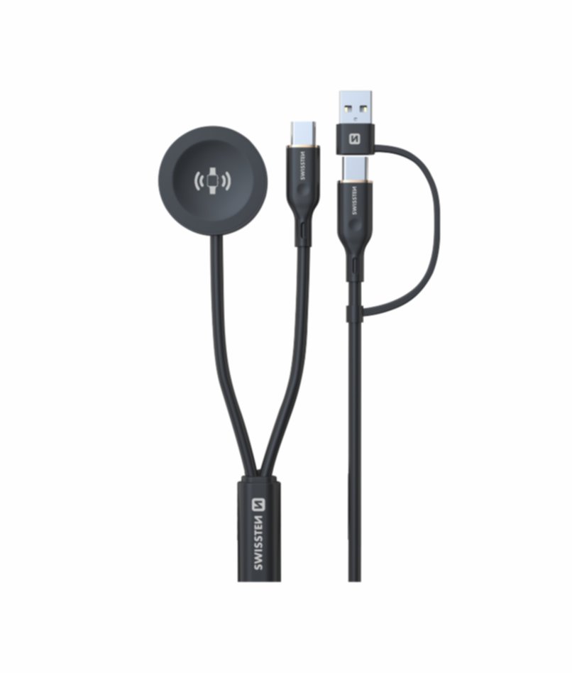 Swissten magnetický kábel na Samsung Galaxy Watch a USB-C, USB-C(USB-A) 1,2 m čierny