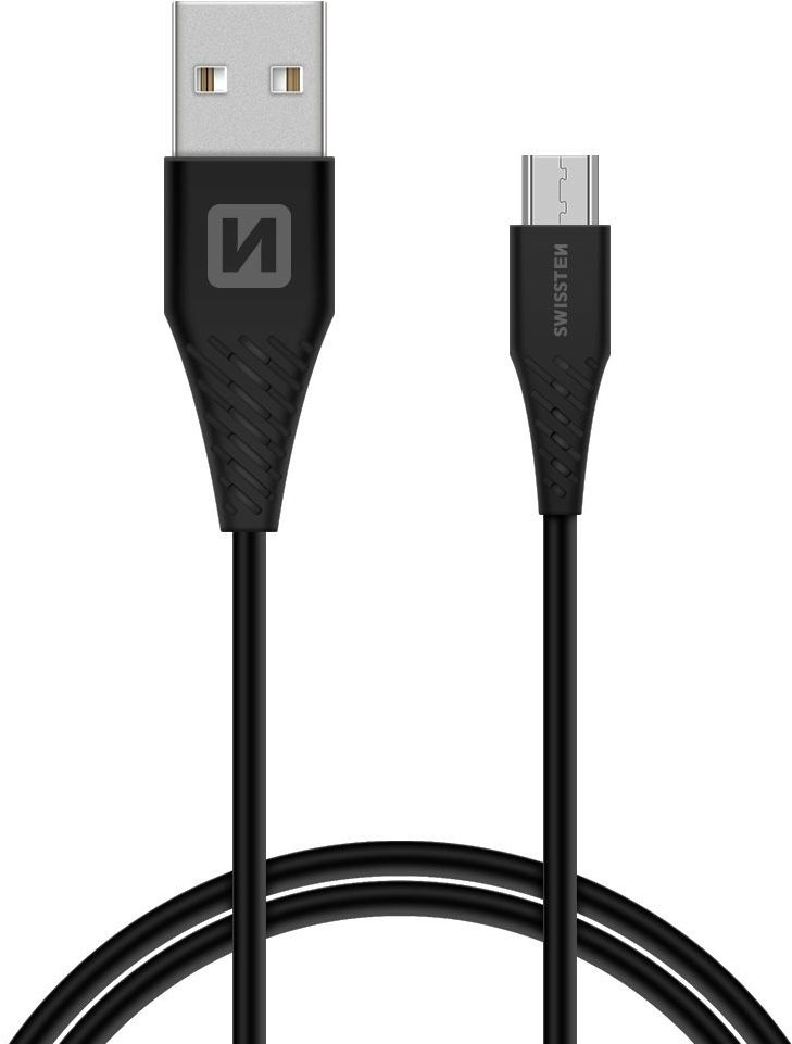 Swissten dátový kábel micro USB 1,5 m predĺžený konektor čierny