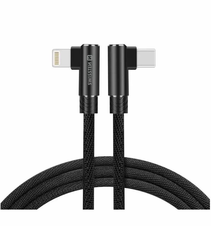Swissten Arcade textilný dátový kábel USB-C/Lightning 1,2 m čierny