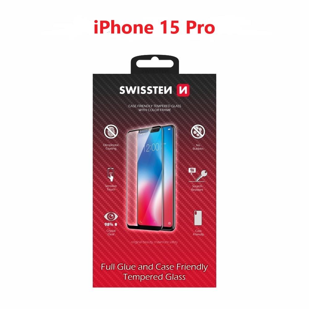Swissten 3D Full Glue pre Apple iPhone 15 Pro čierne