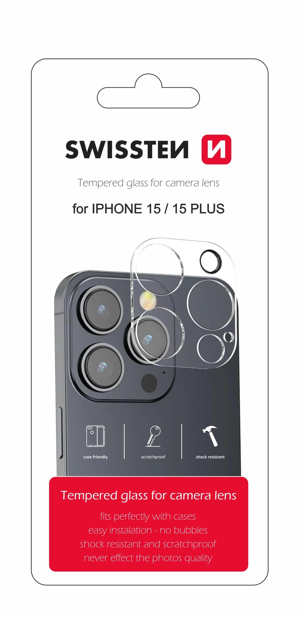 Swissten ochranné sklo na šošovky fotoaparátu pre Apple iPhone 15/15 Plus