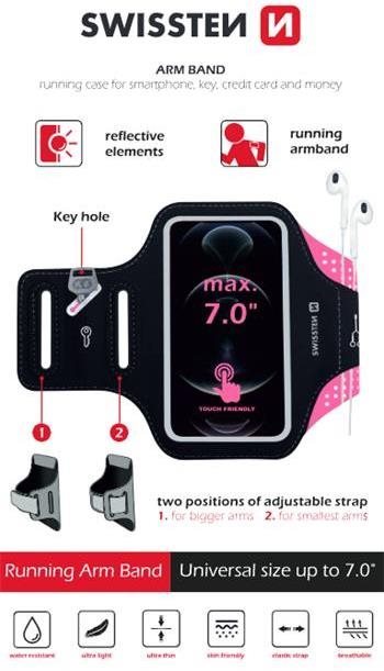 Swissten Arm Band Case veľ. 7,0" ružové
