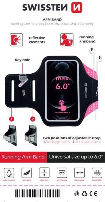 Swissten Arm Band Case veľ. 6,0" ružové
