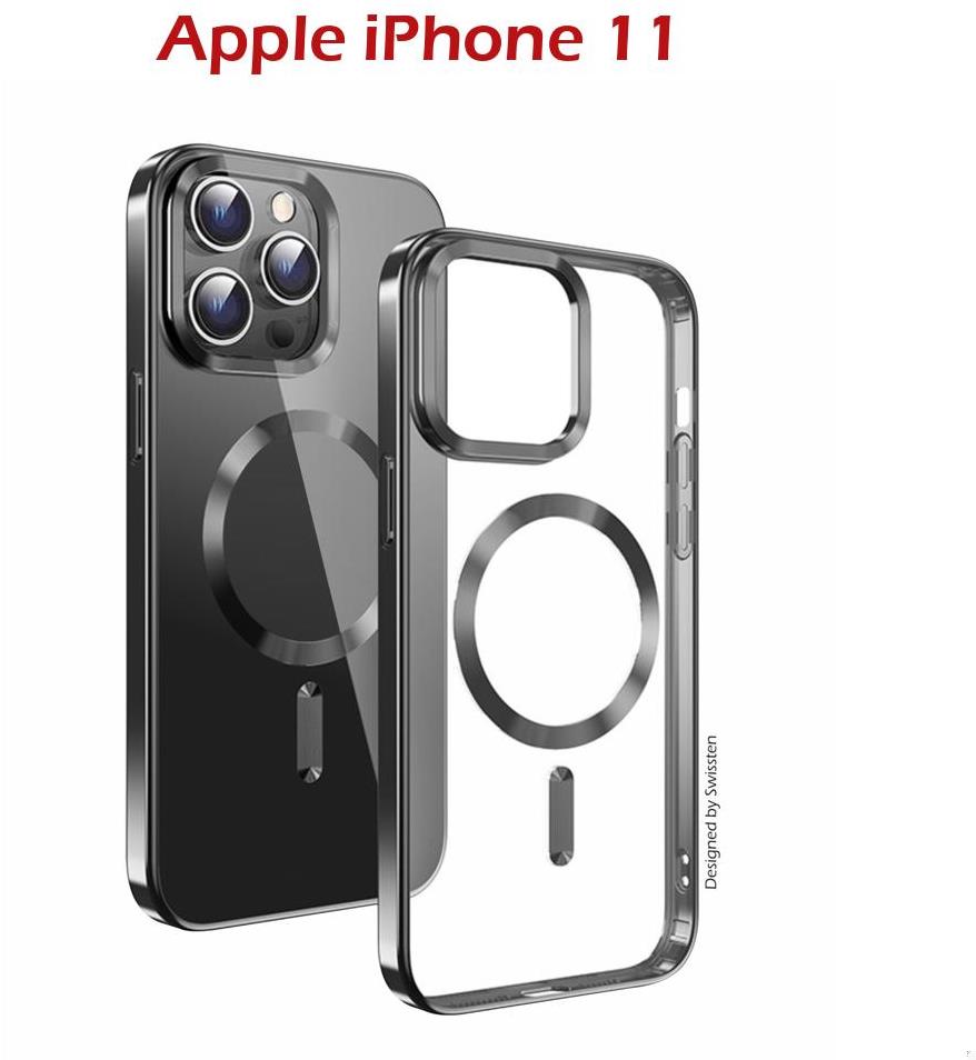Swissten Clear Jelly MagStick Metallic na iPhone 11 čierny