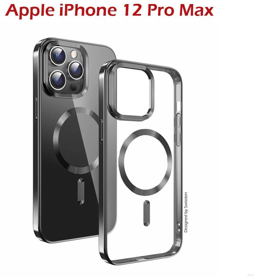 Swissten Clear Jelly MagStick Metallic na iPhone 12 Pro Max čierny