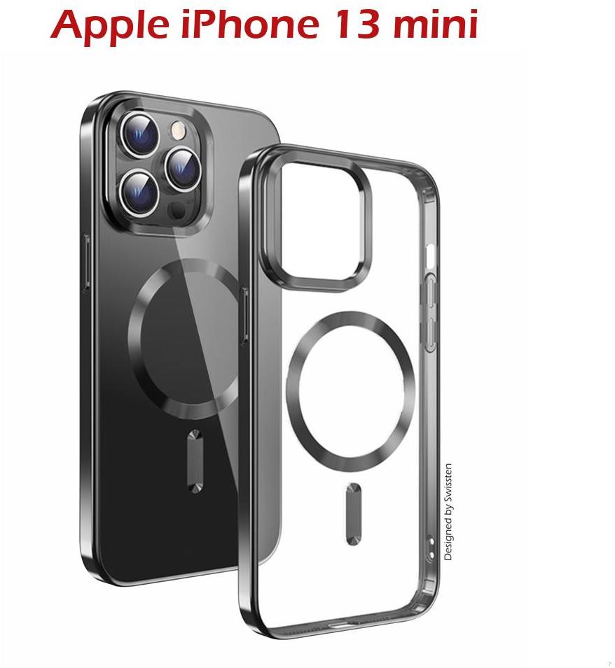 Swissten Clear Jelly MagStick Metallic na iPhone 13 mini čierny