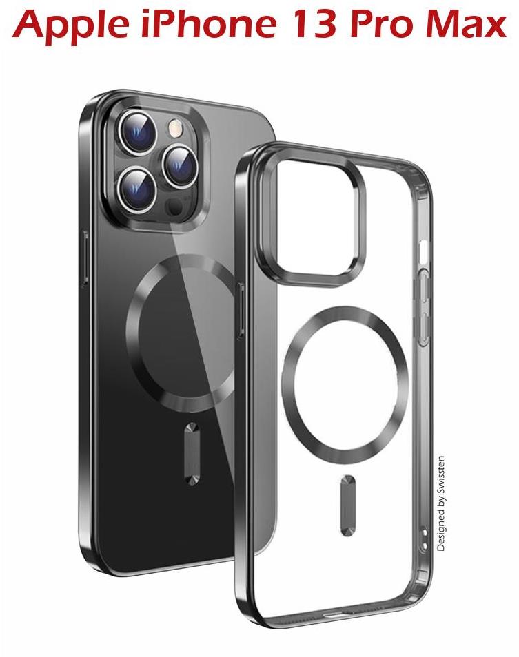Swissten Clear Jelly MagStick Metallic na iPhone 13 Pro Max čierny