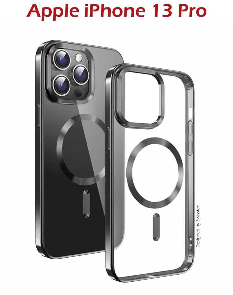 Swissten Clear Jelly MagStick Metallic na iPhone 13 Pro čierny